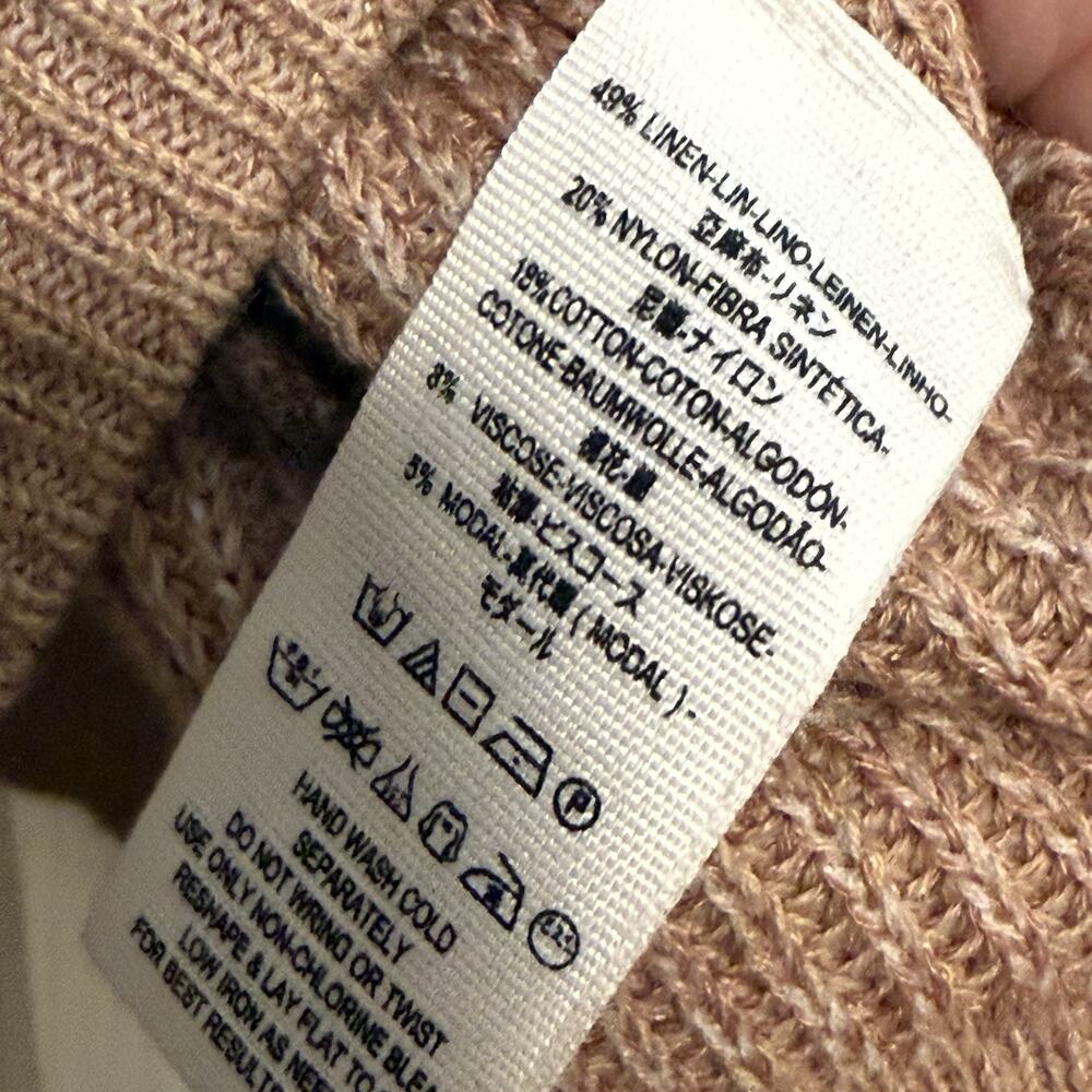 Free People Alana Pullover Off Shoulder Sweater Brown SIZE LARGE Oversize Linen - Picture 8 of 9